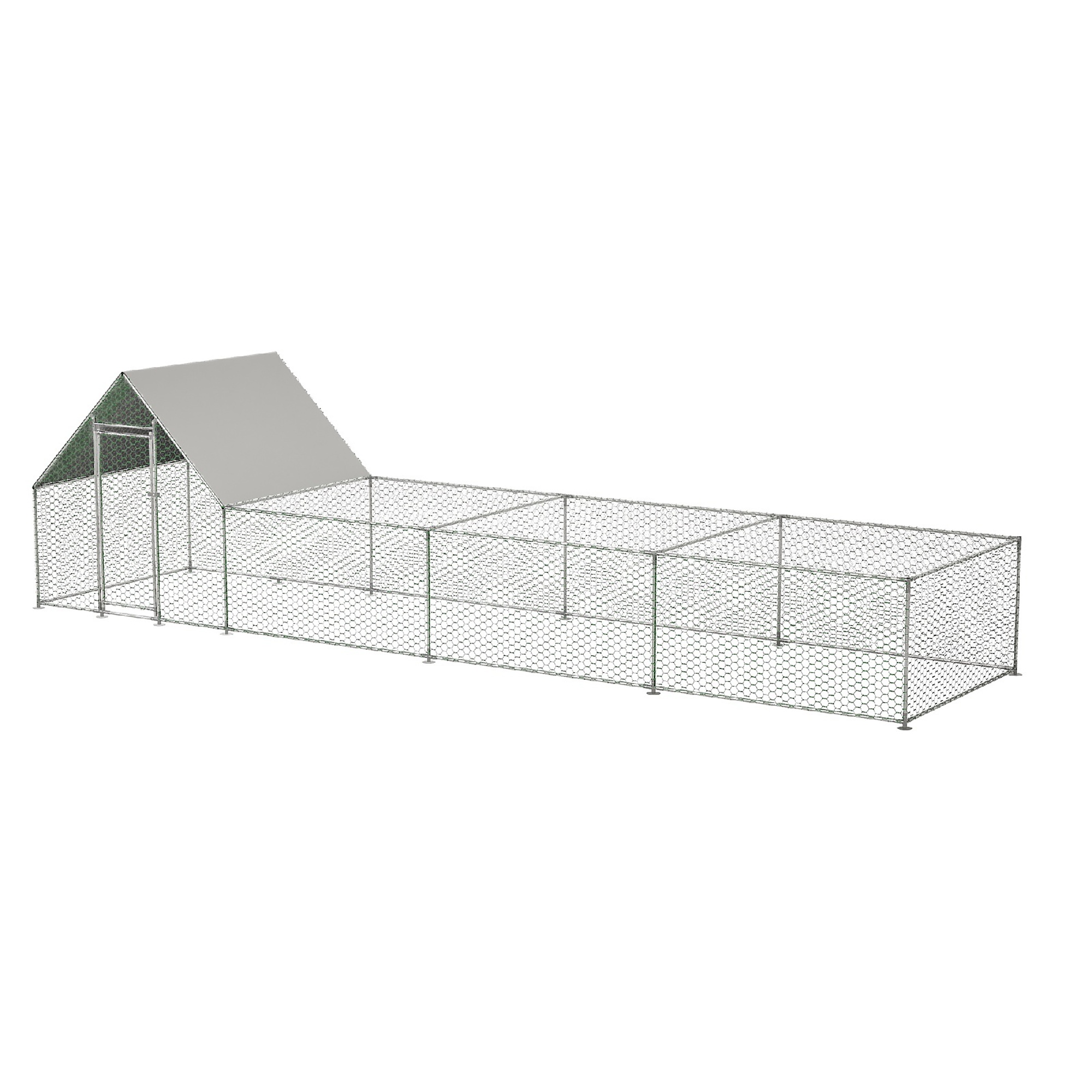 BlackTeck Galvanized Wire Chicken Coop — 26ft. x 6.7ft. x 6.6ft., Waterproof and Anti-Ultraviolet Cover, Walk-In Chicken Run, Model# N2-197224